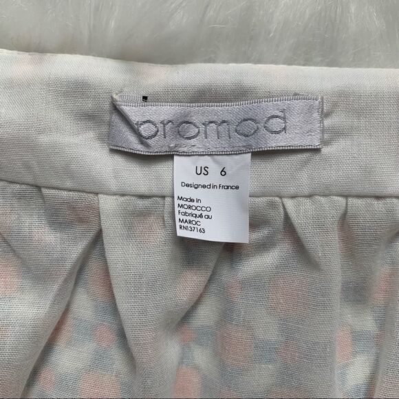 Promod French Designer Skirt Orange White Size 6 - Picture 3 of 9